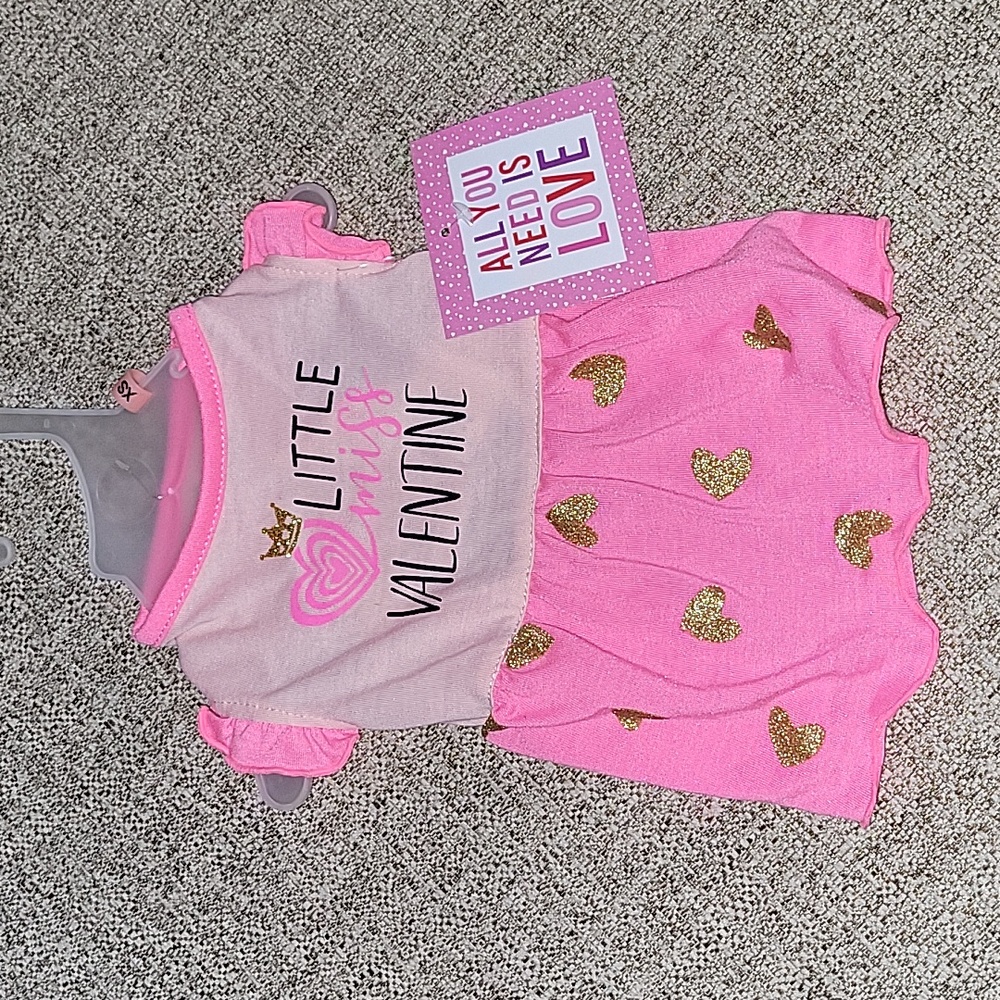 ALL YOU NEED IS LOVE, SZ XS PET APPAREL,  VALENTINES PET  APPAREL, PINK